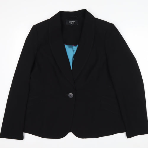 Papaya Women Black Tailored Notch Blazer Size 18