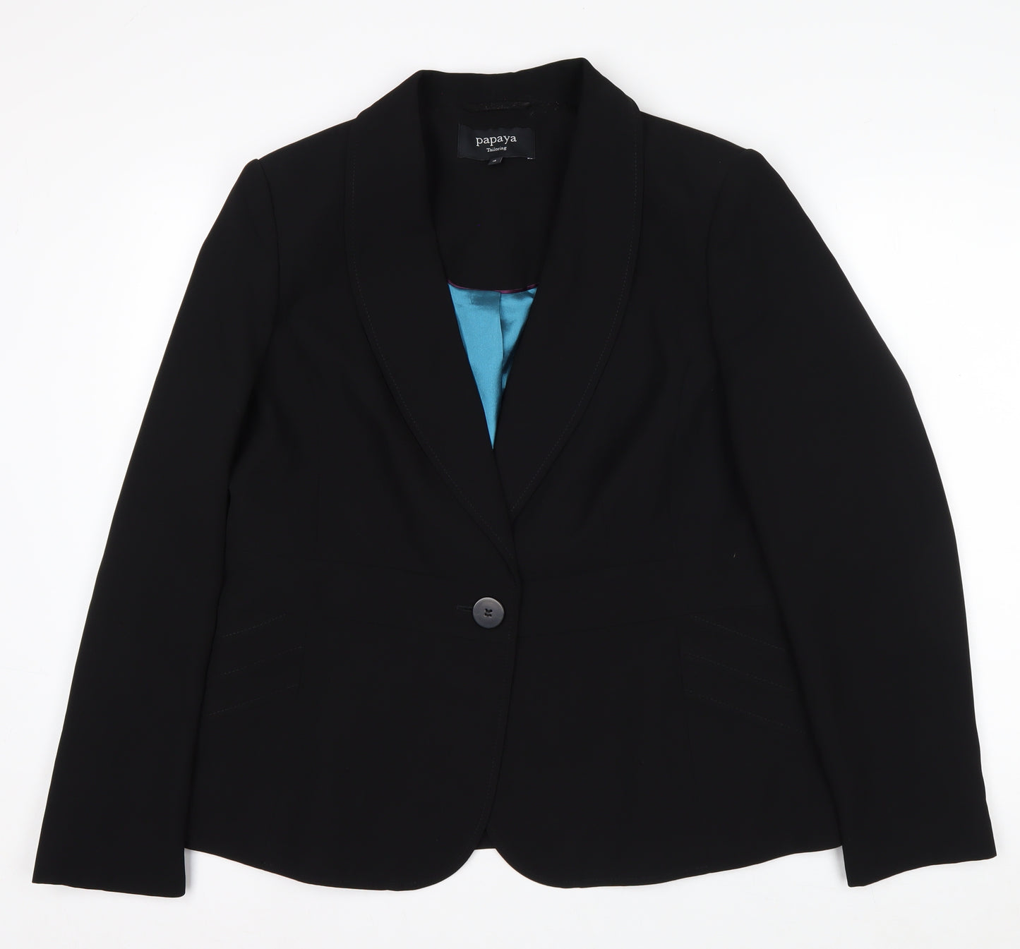 Papaya Women Black Tailored Notch Blazer Size 18