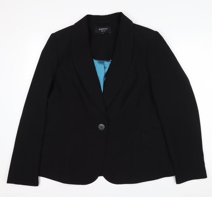 Papaya Women Black Tailored Notch Blazer Size 18