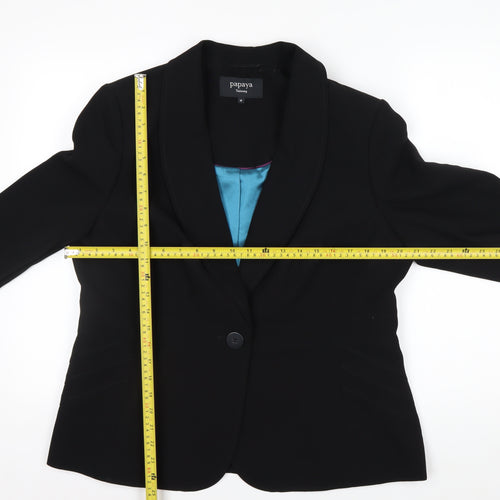 Papaya Women Black Tailored Notch Blazer Size 18