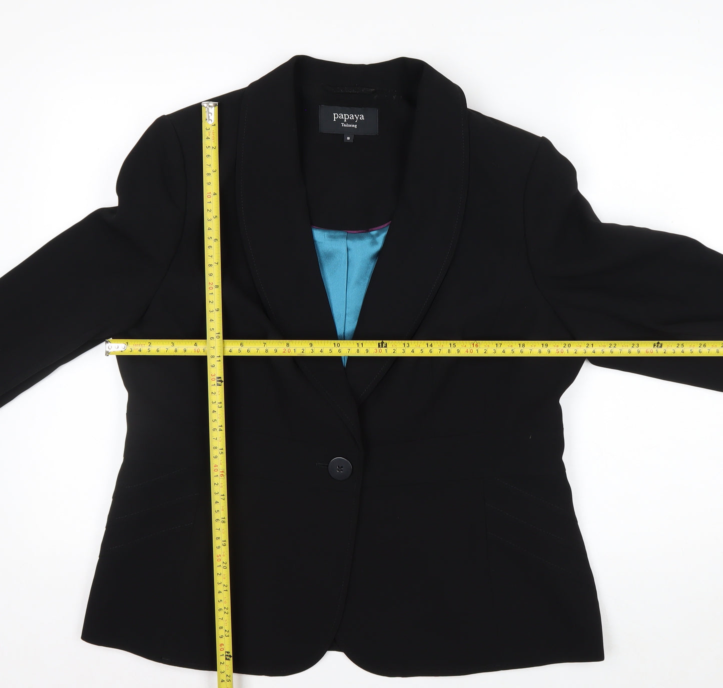Papaya Women Black Tailored Notch Blazer Size 18