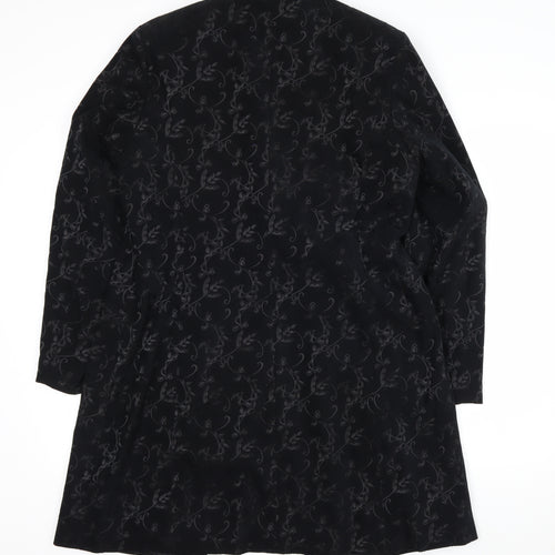 Next Petite Women's Black Floral Long Overcoat Size 16