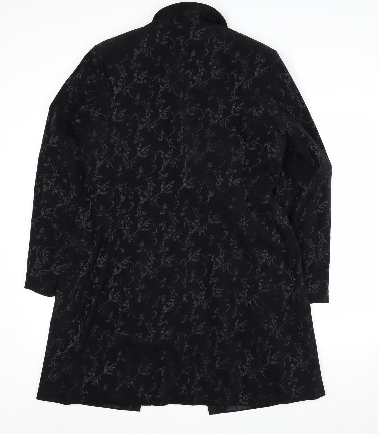 Next Petite Women's Black Floral Long Overcoat Size 16