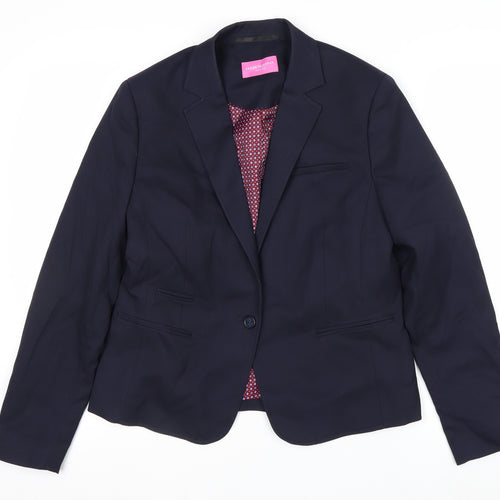 Brook Taverner Women's Navy Classic Single-Breasted Blazer Size 12R