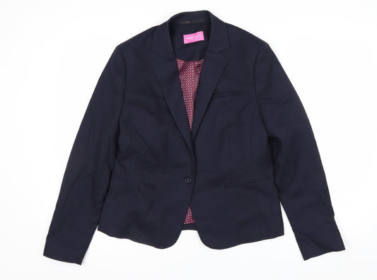 Brook Taverner Women's Navy Classic Single-Breasted Blazer Size 12R