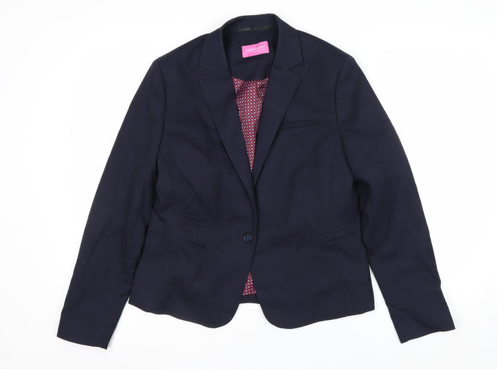 Brook Taverner Women's Navy Classic Single-Breasted Blazer Size 12R