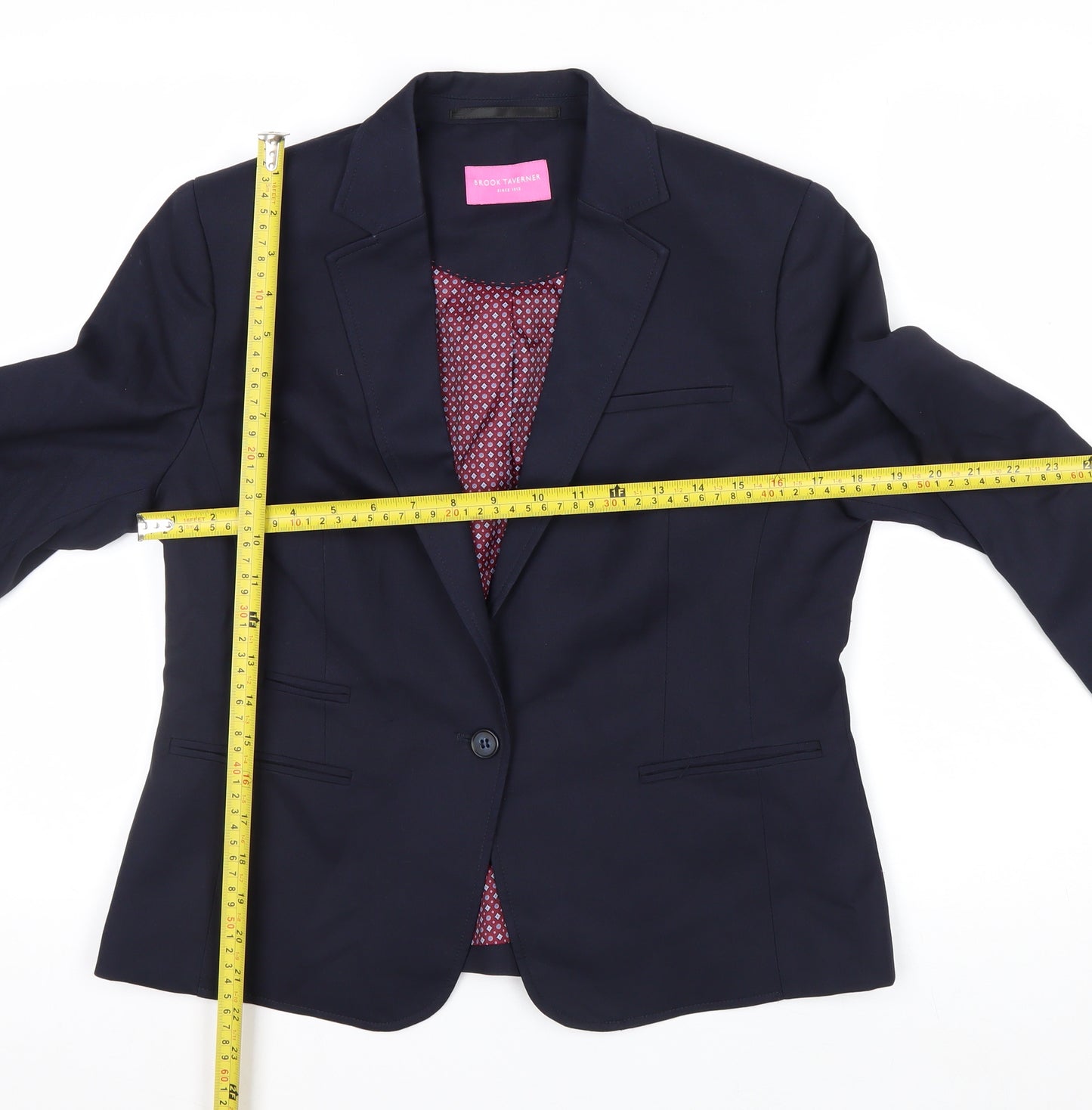 Brook Taverner Women's Navy Classic Single-Breasted Blazer Size 12R