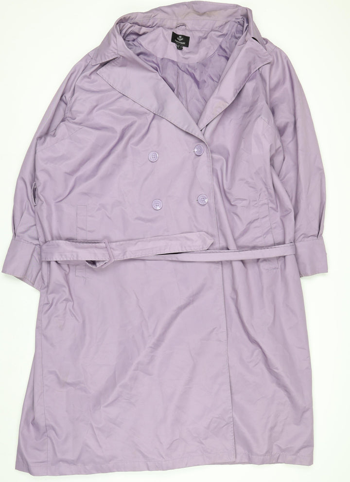 Threadbare Women's Plus Purple Trench Coat Belted Long Size 24