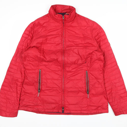 Barbour Womens Red Quilted Puffer Jacket Size 14 Lightweight Autumn Winter