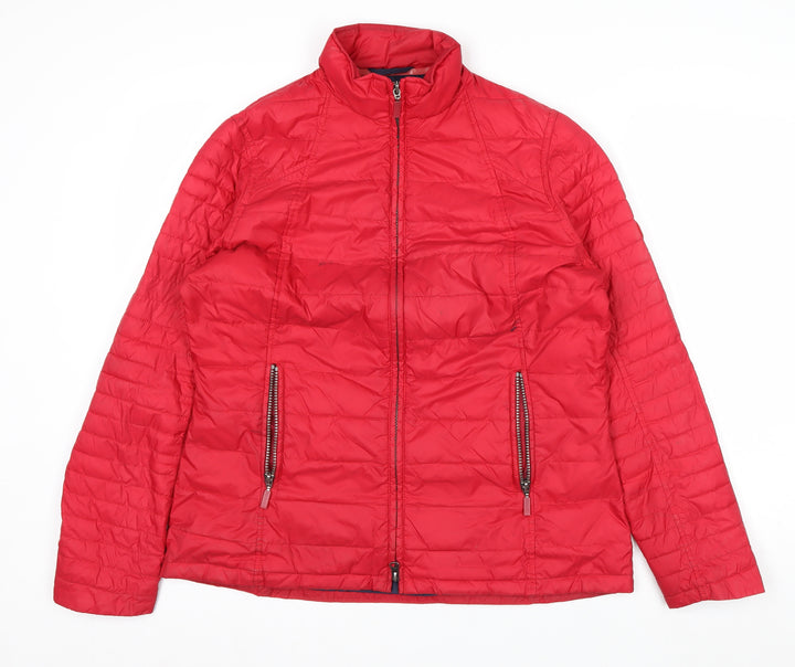Barbour Womens Red Quilted Puffer Jacket Size 14 Lightweight Autumn Winter