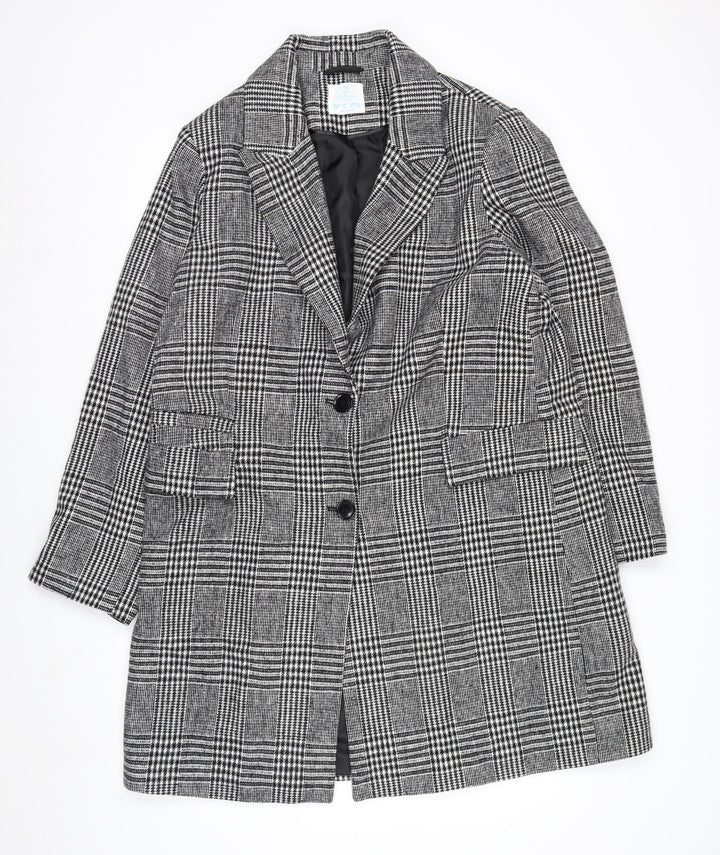 Primark Women’s Grey Checked Blazer Jacket Size 16 Regular Fit