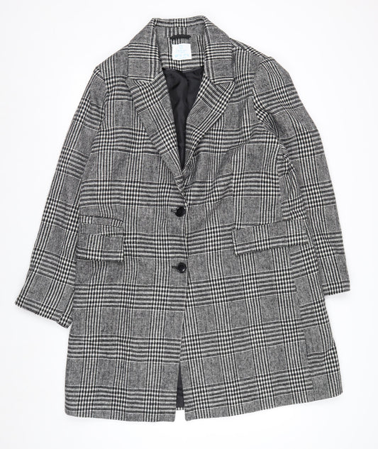Primark Women’s Grey Checked Blazer Jacket Size 16 Regular Fit