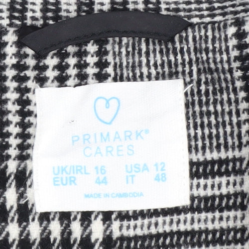 Primark Women’s Grey Checked Blazer Jacket Size 16 Regular Fit
