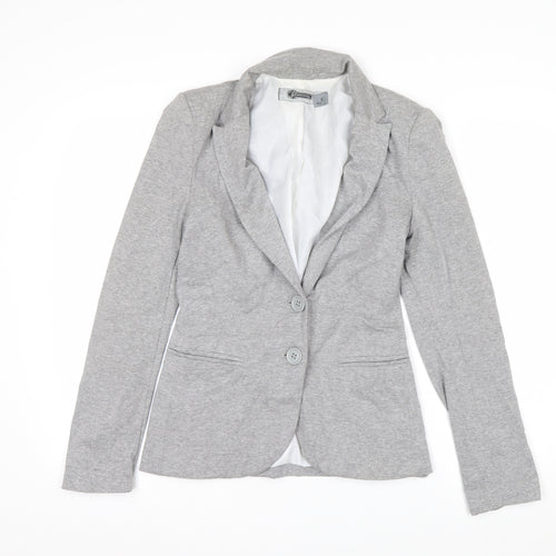 Stradivarius Women Grey Small Two-Button Blazer Jacket