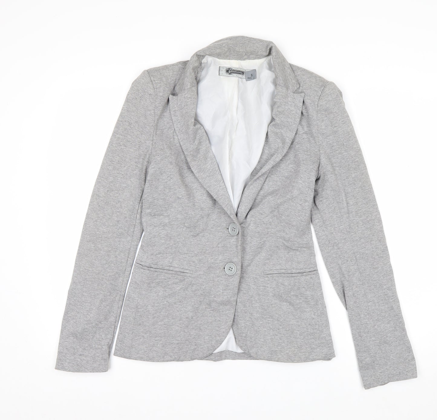Stradivarius Women Grey Small Two-Button Blazer Jacket