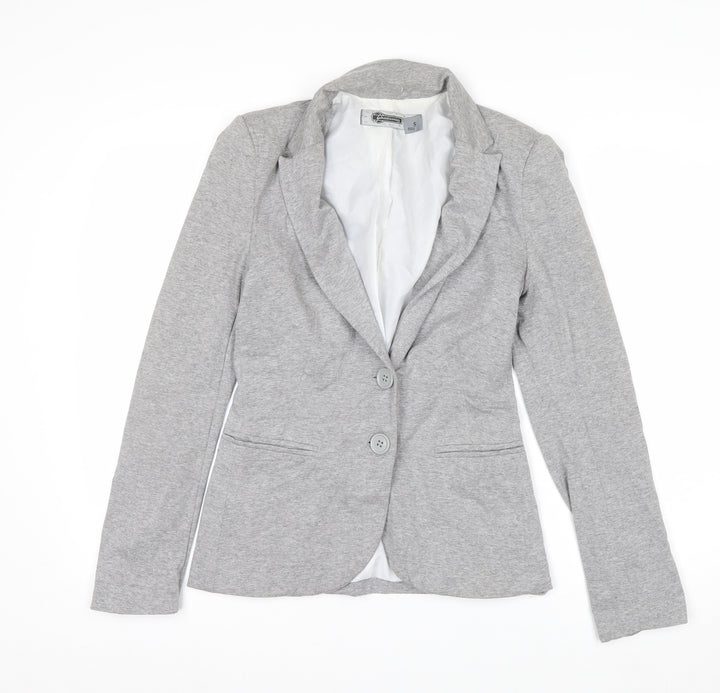 Stradivarius Women Grey Small Two-Button Blazer Jacket