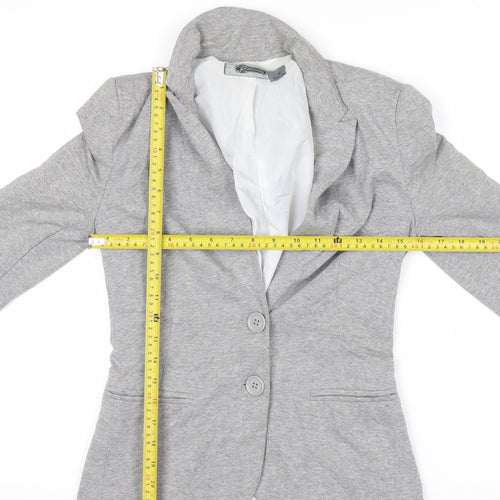 Stradivarius Women Grey Small Two-Button Blazer Jacket