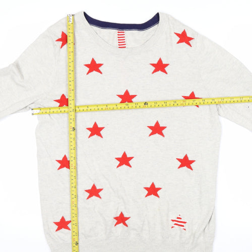 Oasis Womens Beige Red Star Crew Neck Knit Jumper Size M