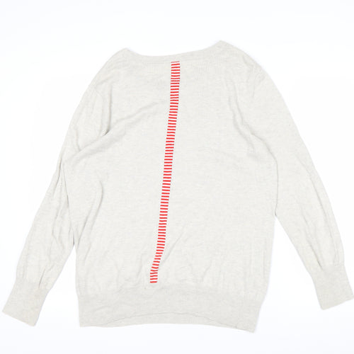 Oasis Womens Beige Red Star Crew Neck Knit Jumper Size M