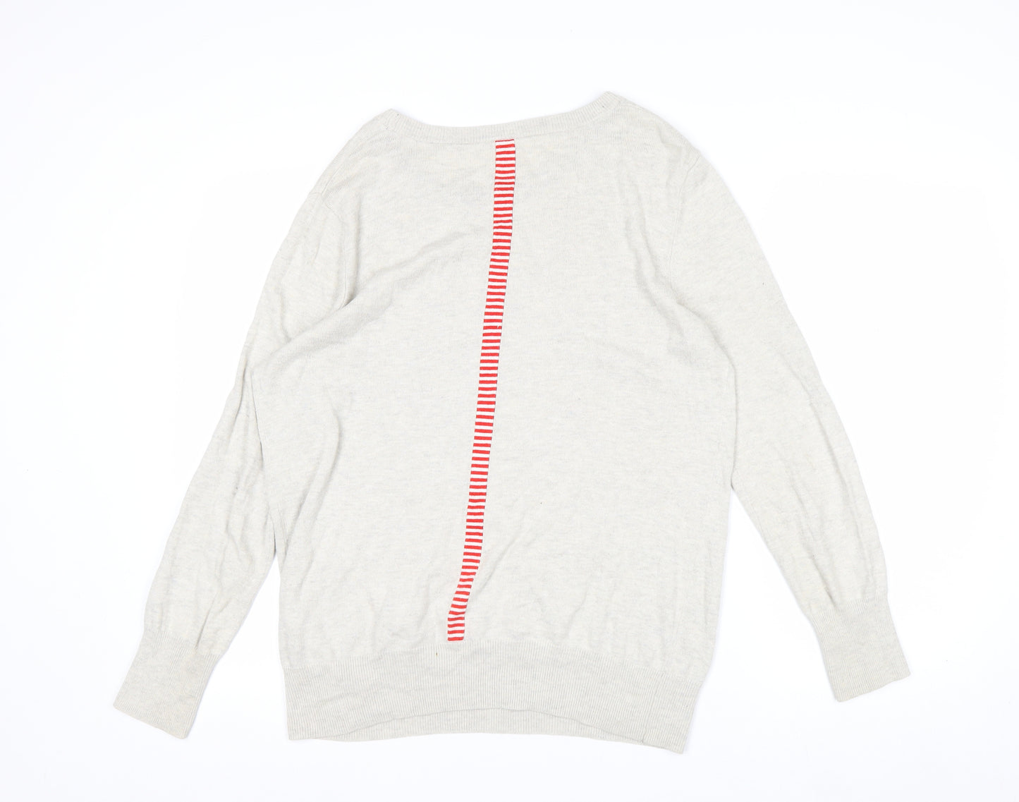Oasis Womens Beige Red Star Crew Neck Knit Jumper Size M