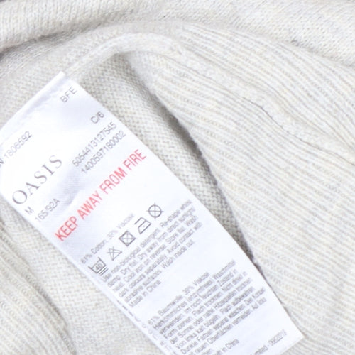 Oasis Womens Beige Red Star Crew Neck Knit Jumper Size M