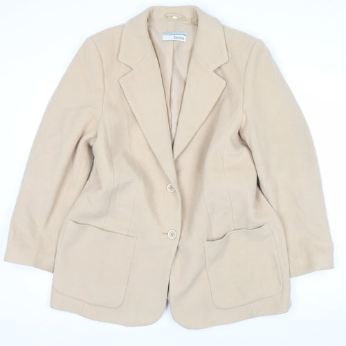 Heine Women Beige Wool Cashmere Single-Breasted Blazer Size 16