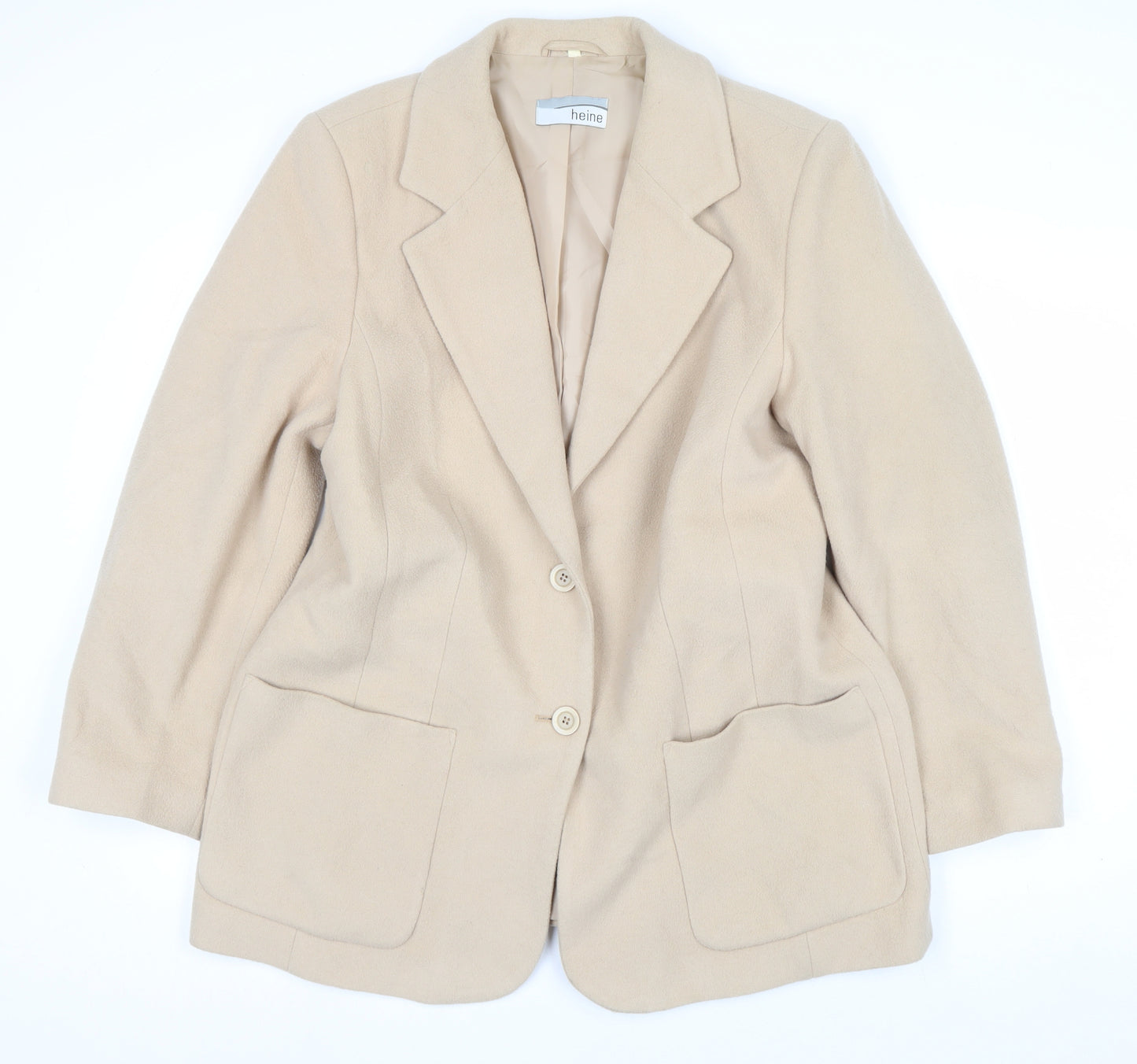 Heine Women Beige Wool Cashmere Single-Breasted Blazer Size 16