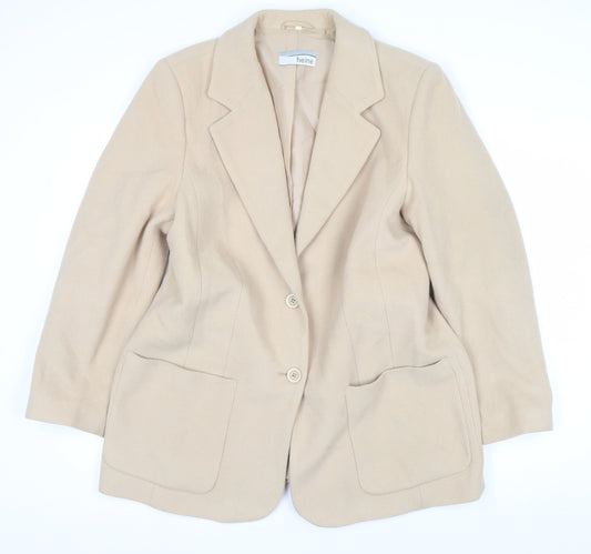 Heine Women Beige Wool Cashmere Single-Breasted Blazer Size 16