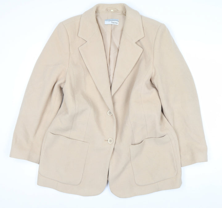 Heine Women Beige Wool Cashmere Single-Breasted Blazer Size 16