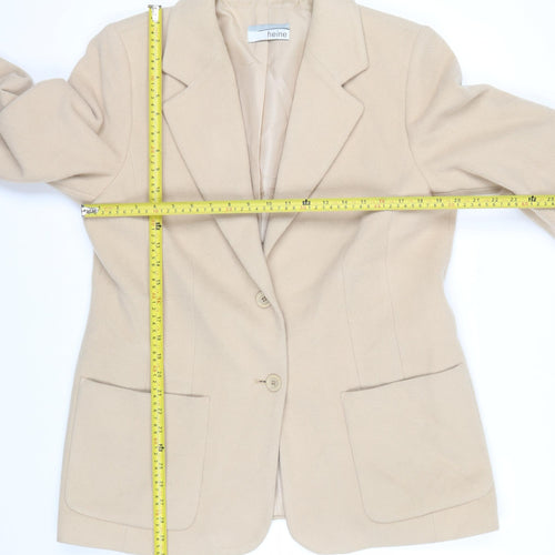 Heine Women Beige Wool Cashmere Single-Breasted Blazer Size 16