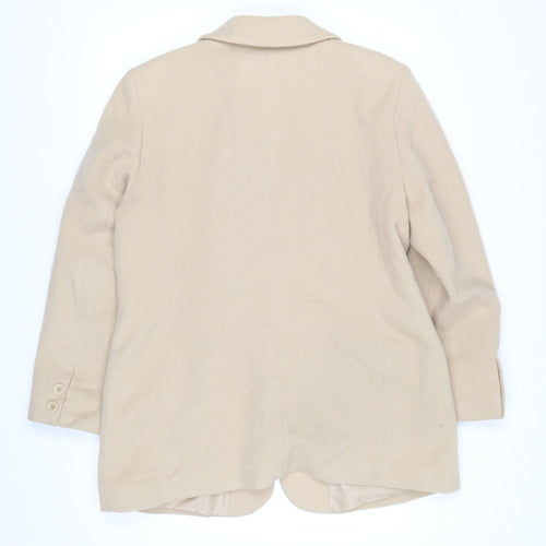 Heine Women Beige Wool Cashmere Single-Breasted Blazer Size 16
