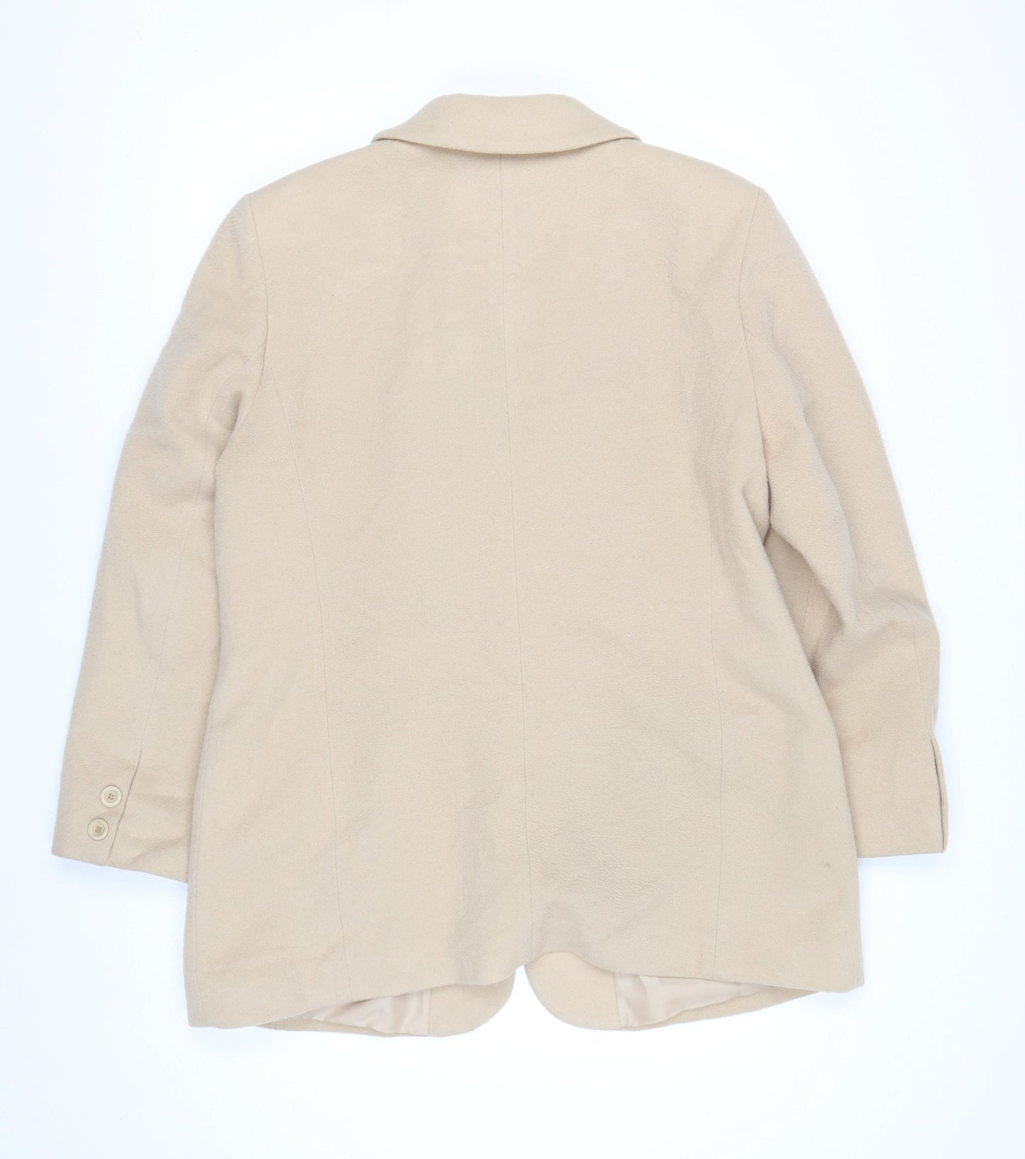 Heine Women Beige Wool Cashmere Single-Breasted Blazer Size 16