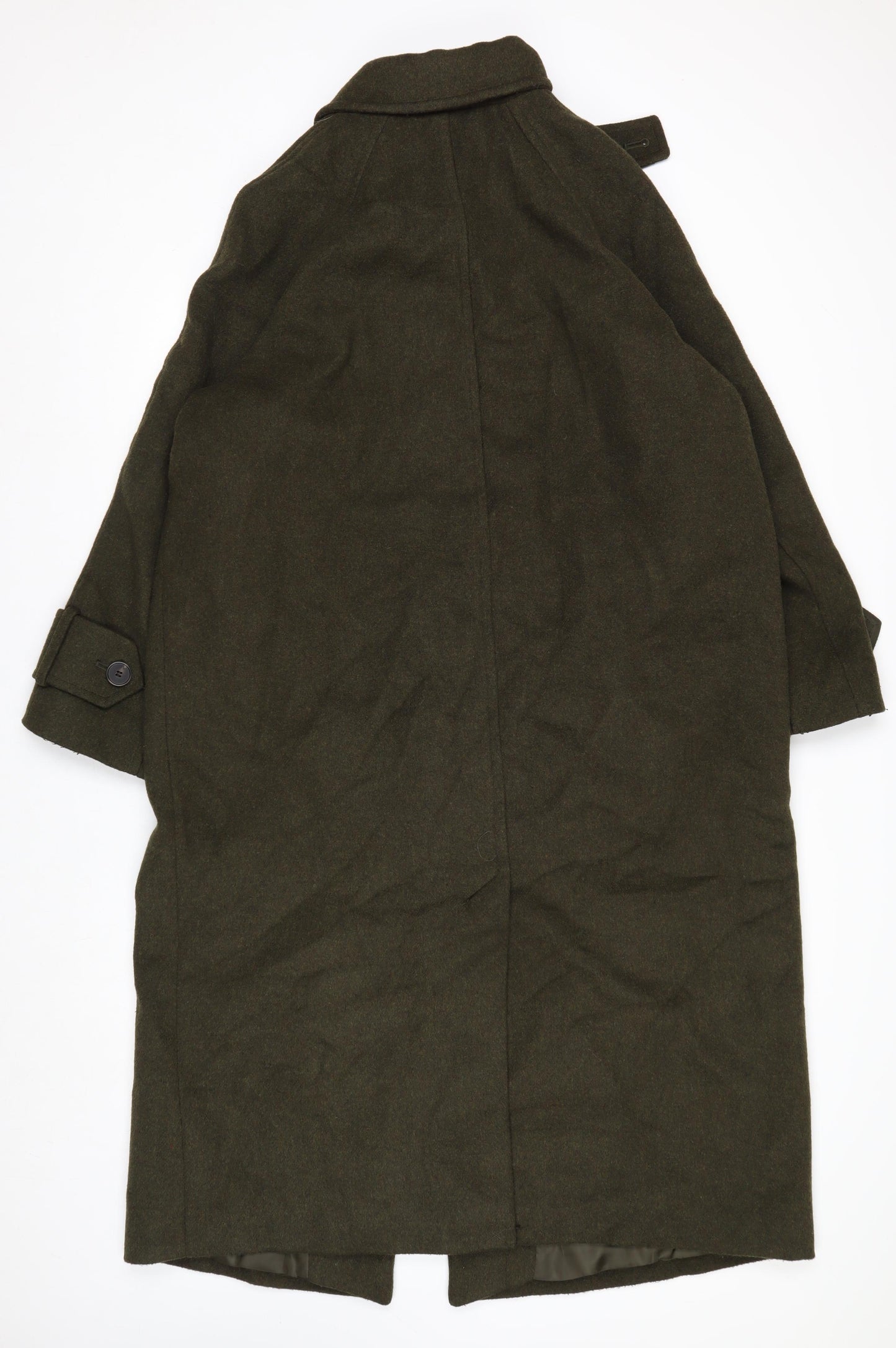 Marks and Spencer Women’s Green Wool Blend Long Overcoat Size 14
