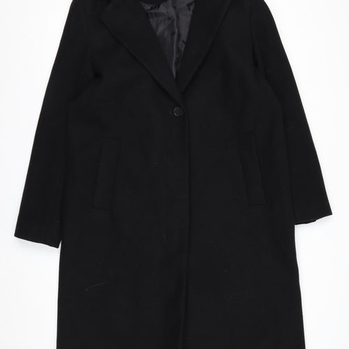 Marks and Spencer Women’s Black Long Overcoat Size 14 Regular Polyester