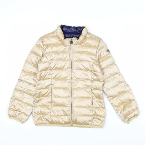 Guess Girls Beige Puffer Jacket 8 Years Lightweight Quilted Winter Coat