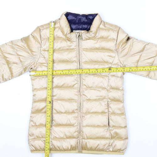 Guess Girls Beige Puffer Jacket 8 Years Lightweight Quilted Winter Coat