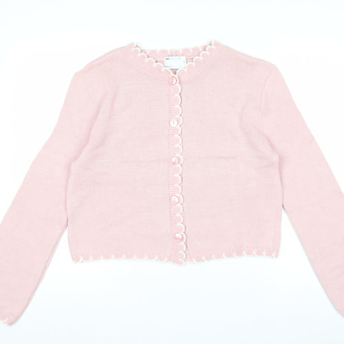 ASOS DESIGN Women's Pink Long Sleeve Ruffle Button Cardigan XS