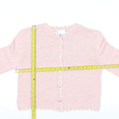 ASOS DESIGN Women's Pink Long Sleeve Ruffle Button Cardigan XS