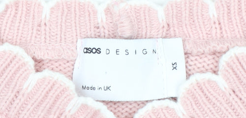 ASOS DESIGN Women's Pink Long Sleeve Ruffle Button Cardigan XS