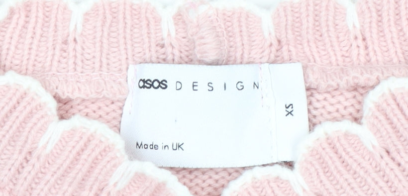 ASOS DESIGN Women's Pink Long Sleeve Ruffle Button Cardigan XS