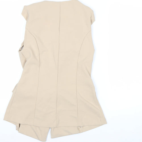 Vila Women Beige Sleeveless Double-Breasted Waistcoat Size 12