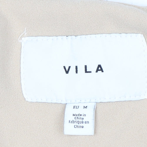 Vila Women Beige Sleeveless Double-Breasted Waistcoat Size 12