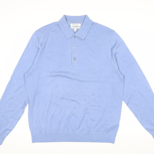 Marks and Spencer Autograph Blue Merino Wool Men's L Long Sleeve Polo