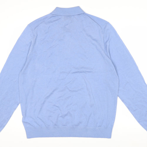Marks and Spencer Autograph Blue Merino Wool Men's L Long Sleeve Polo
