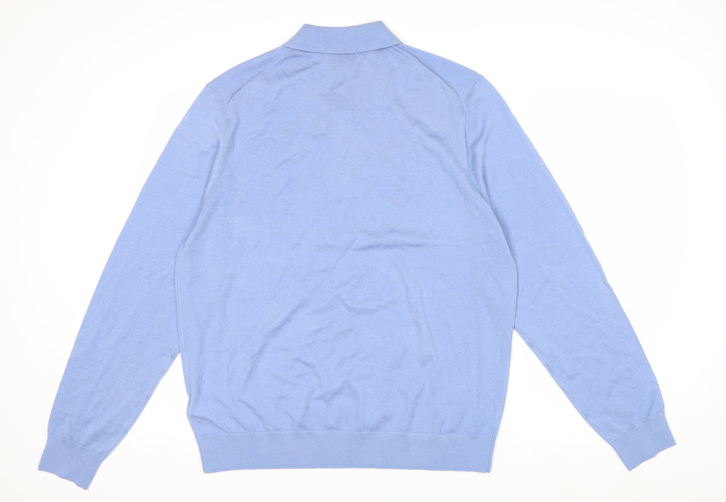 Marks and Spencer Autograph Blue Merino Wool Men's L Long Sleeve Polo