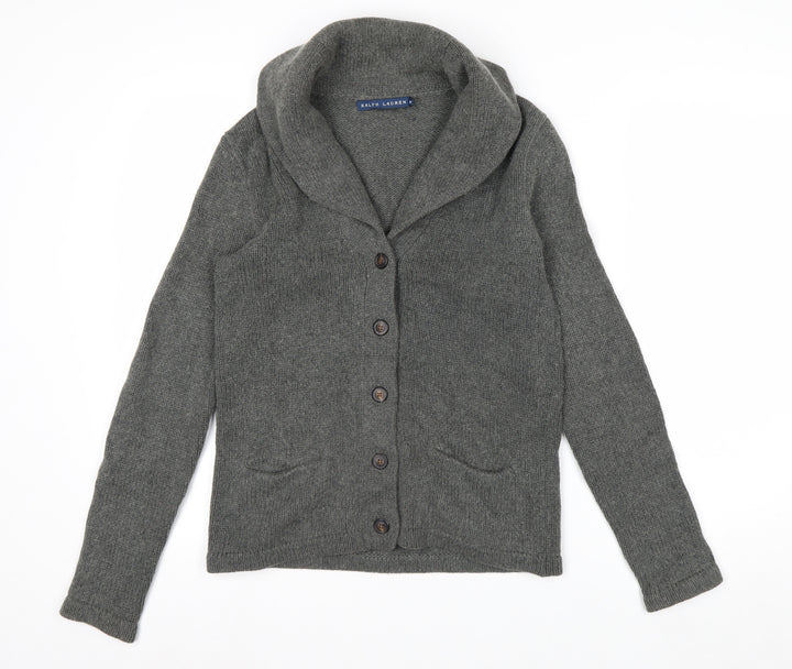 Ralph Lauren Women's Grey M Cardigan Cotton Cashmere Shawl Collar Knit