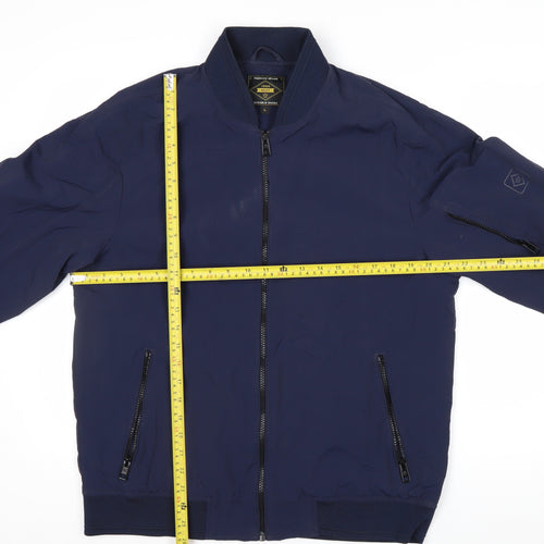 Next Men's Blue Nylon Bomber Jacket L Casual Zip Pockets