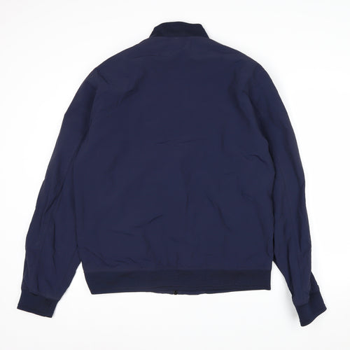 Next Men's Blue Nylon Bomber Jacket L Casual Zip Pockets