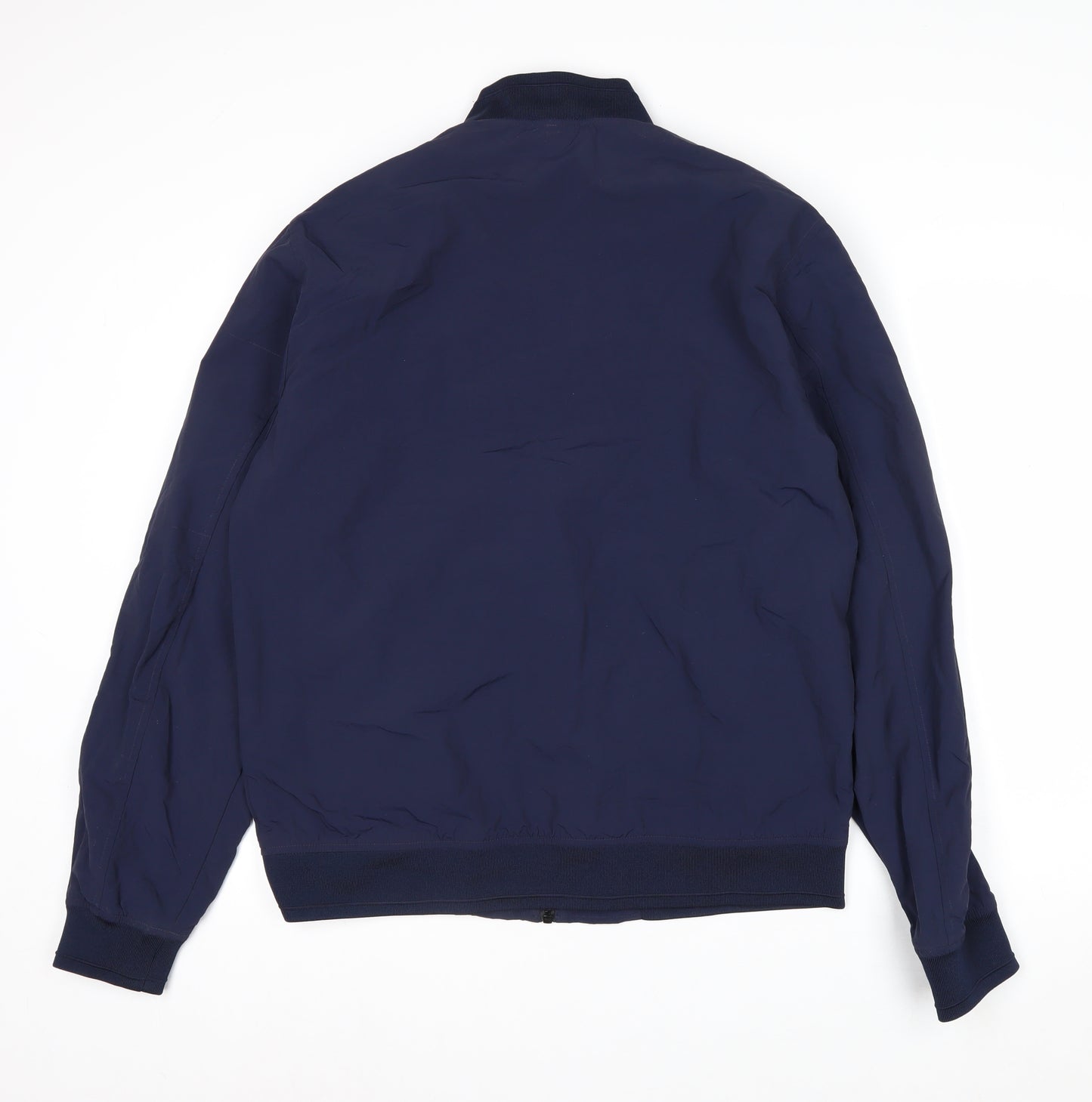 Next Men's Blue Nylon Bomber Jacket L Casual Zip Pockets