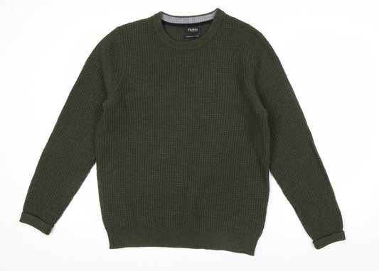 FARHI by Nicole Farhi Men's Green Wool Blend Waffle Knit Jumper M